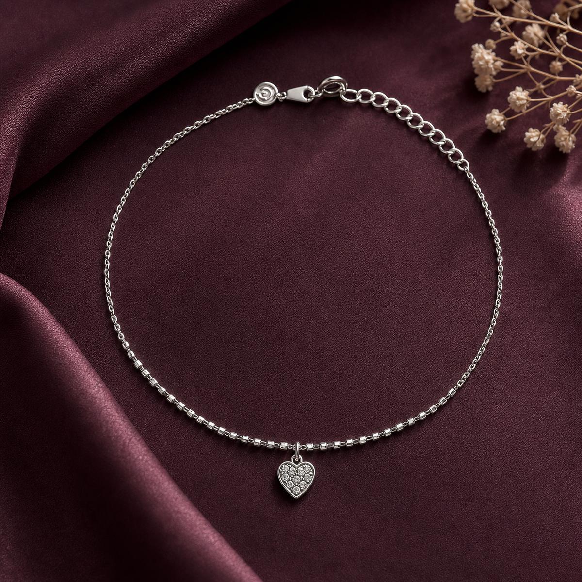 Silver Heart Charm Anklet product image 4