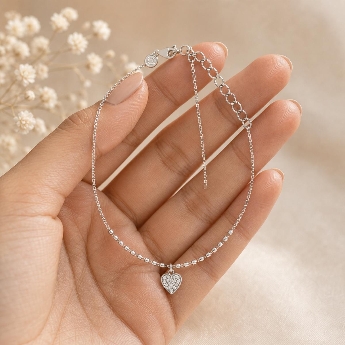 Silver Heart Charm Anklet product image 11