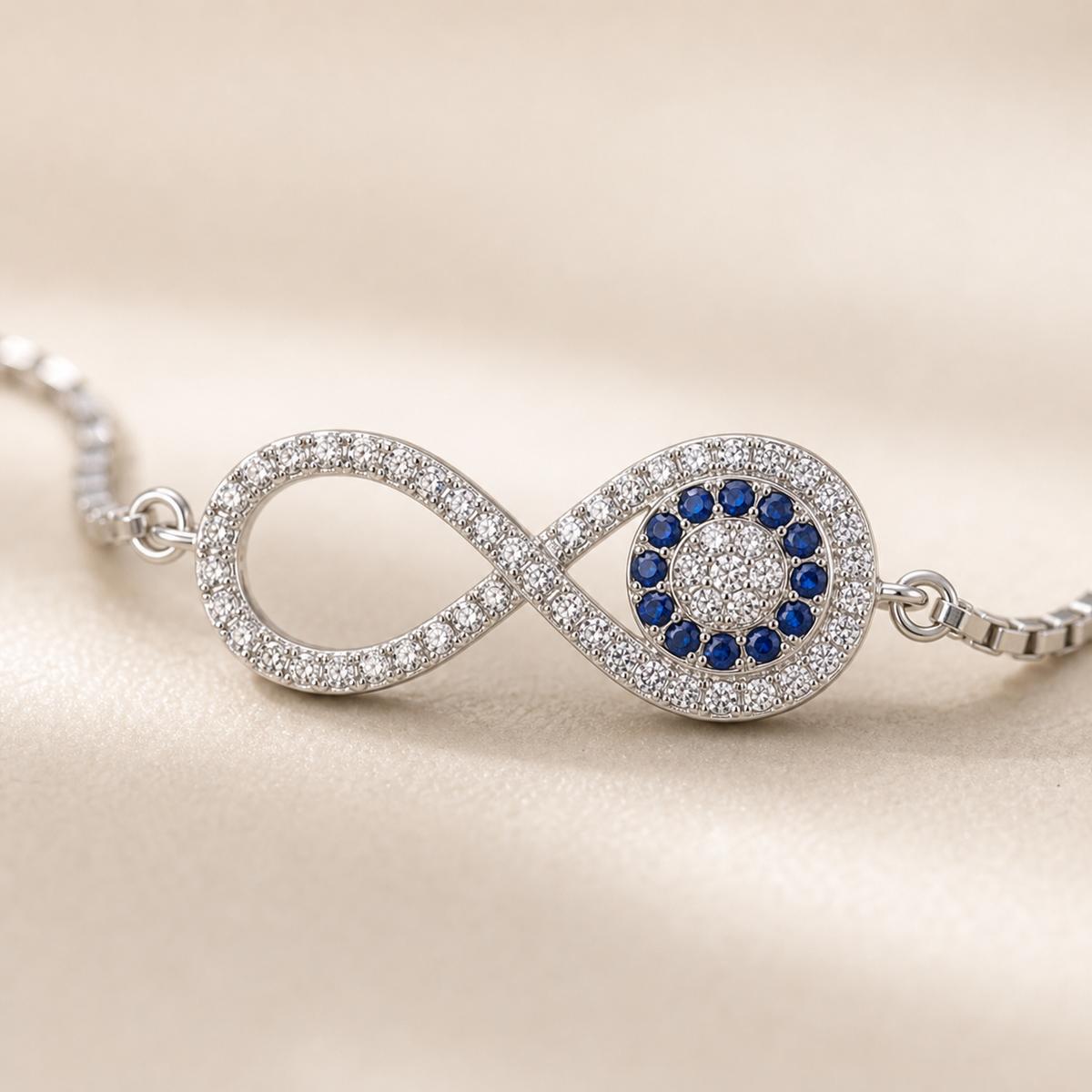 Silver Iris Infinity Bracelet design detail