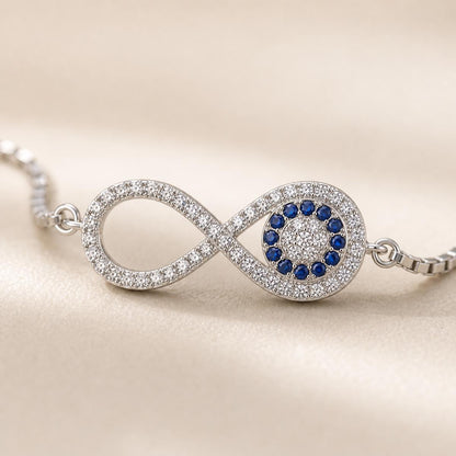 Silver Iris Infinity Bracelet design detail