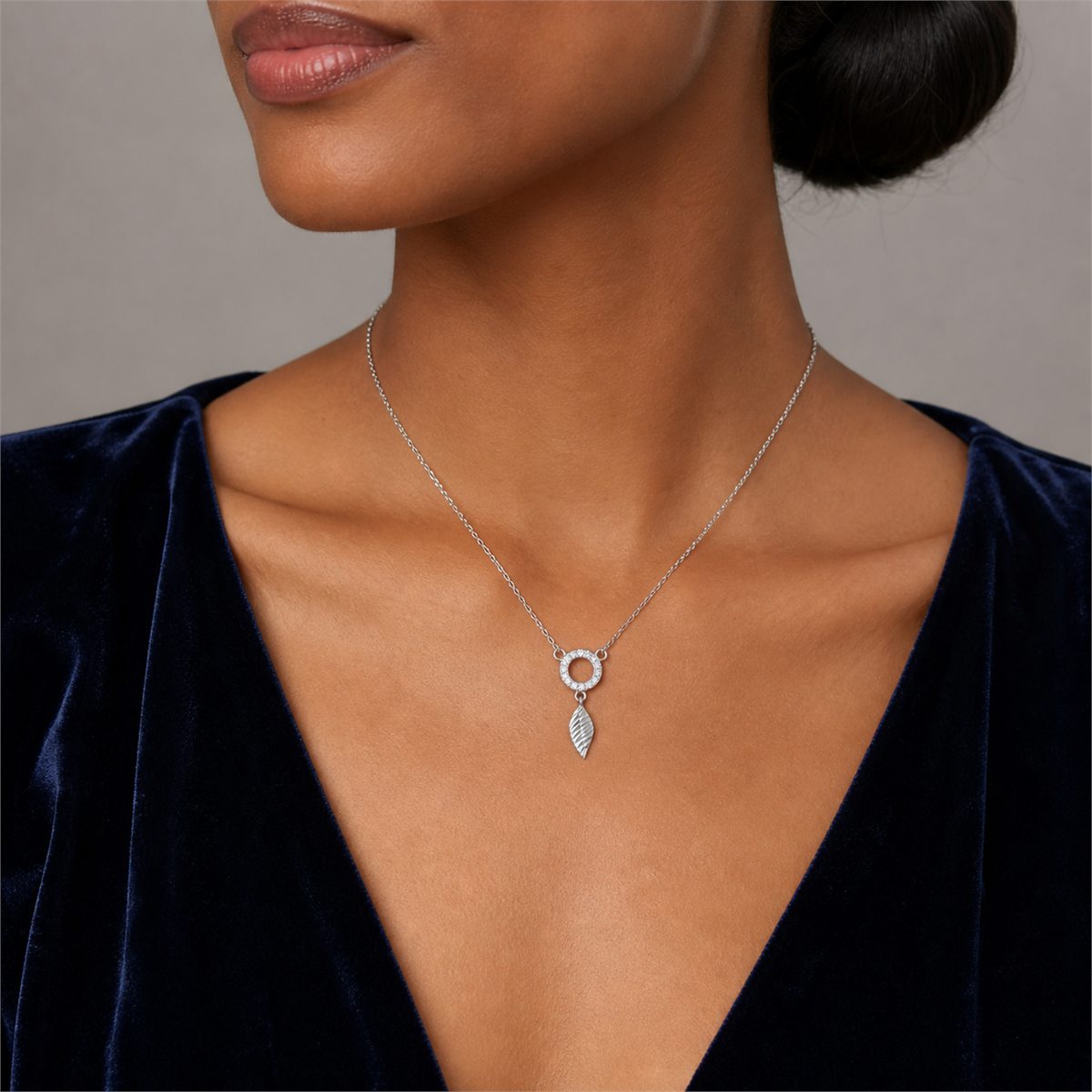 Silver Laurel Leaf Drop Necklace product image 3