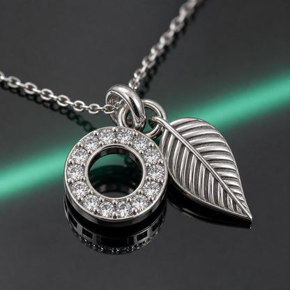 Silver Laurel Leaf Drop Necklace design detail