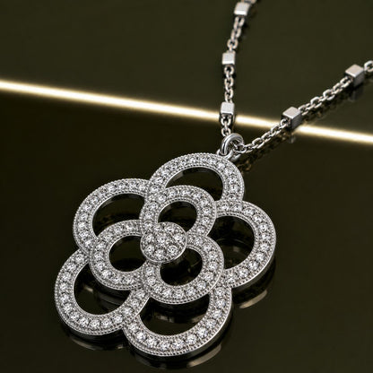 Silver Lotus Bloom Pendant design detail