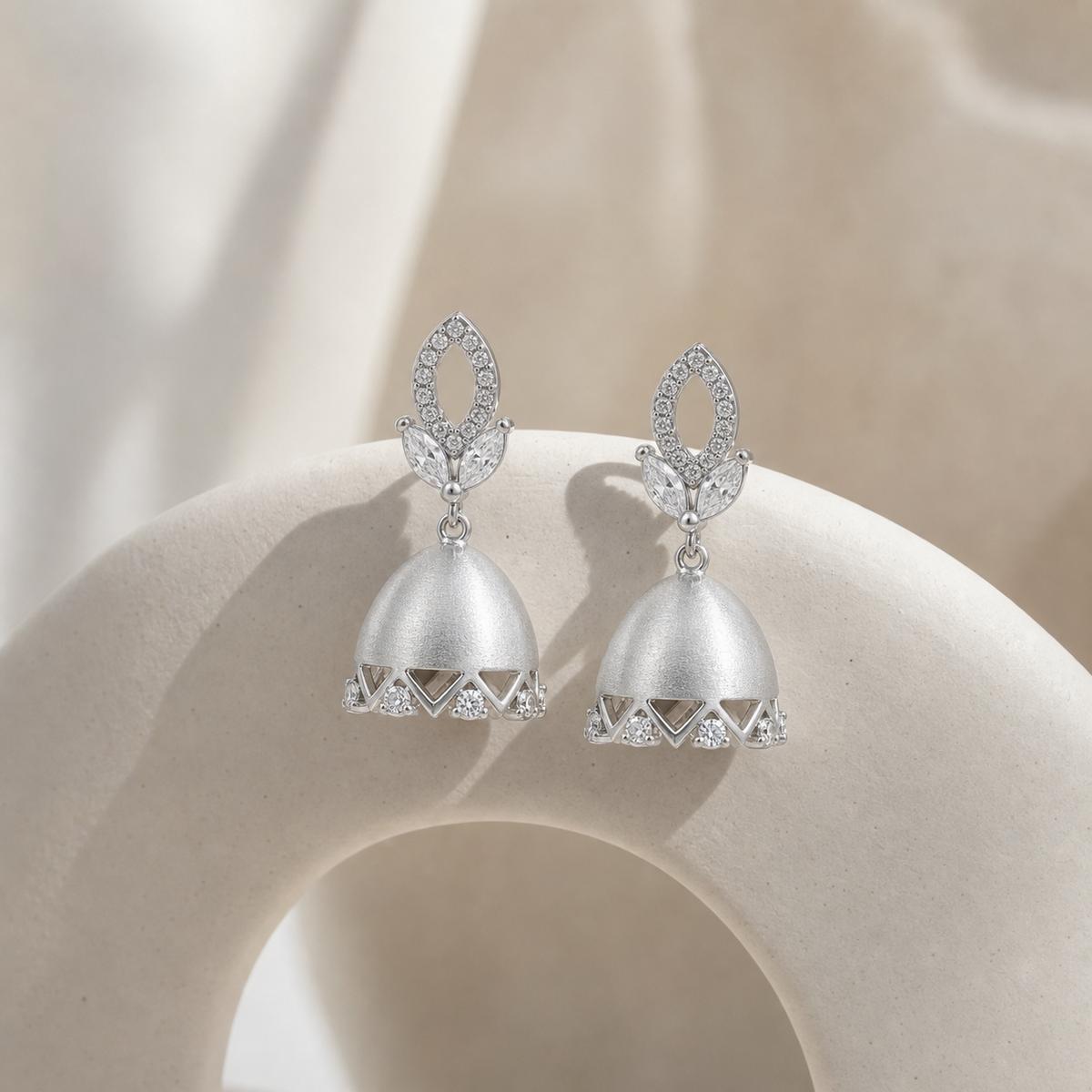Silver Luna Bell Pearl Earrings product image 4