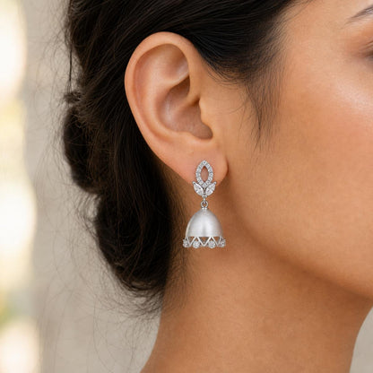Silver Luna Bell Pearl Earrings product image 7
