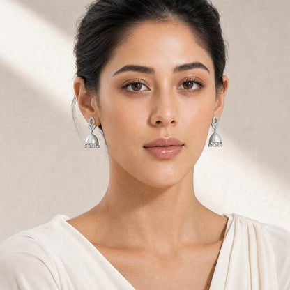 Silver Luna Bell Pearl Earrings product image 8