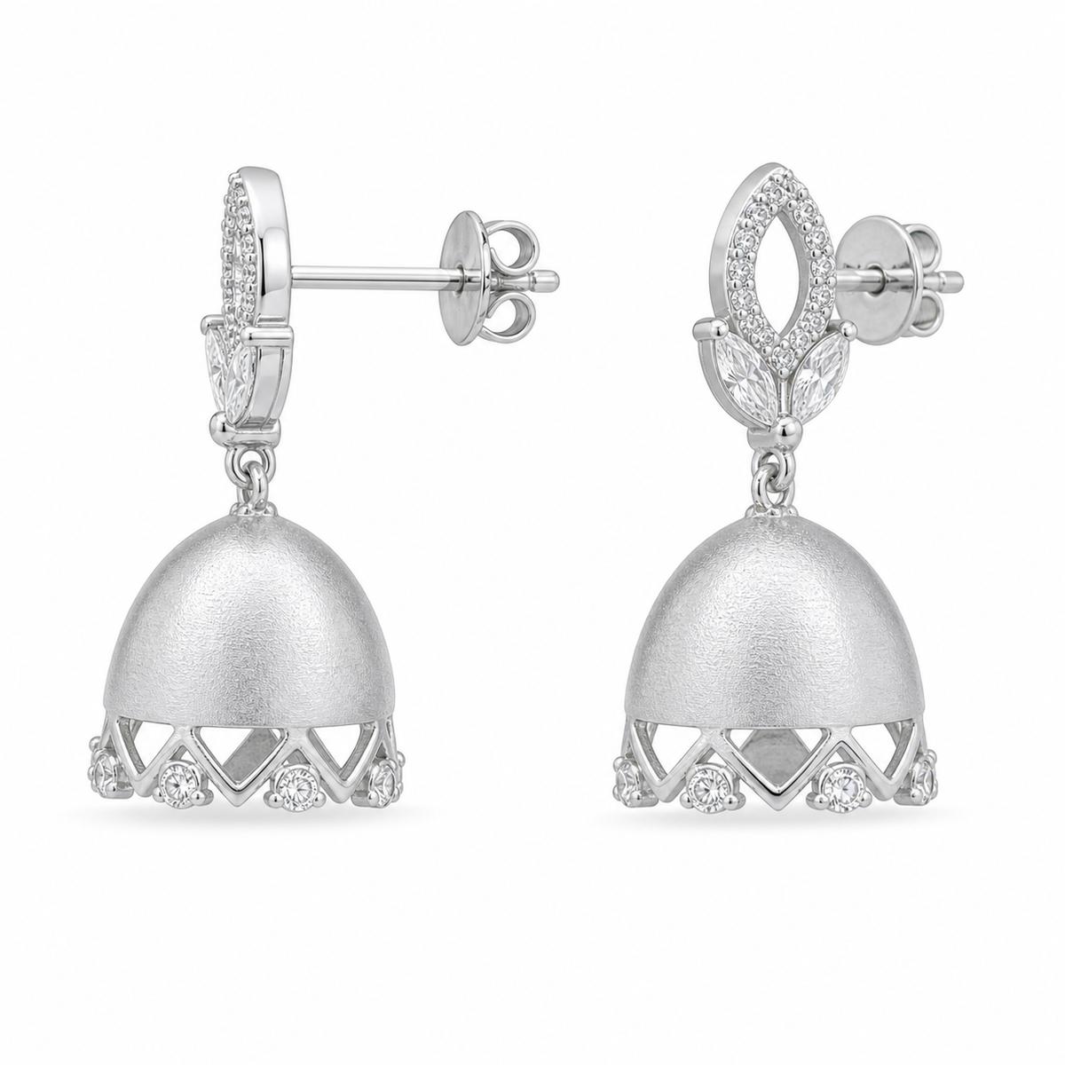 Silver Luna Bell Pearl Earrings product image 3