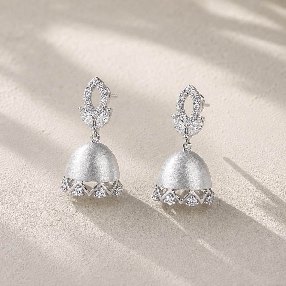 Silver Luna Bell Pearl Earrings product image 5