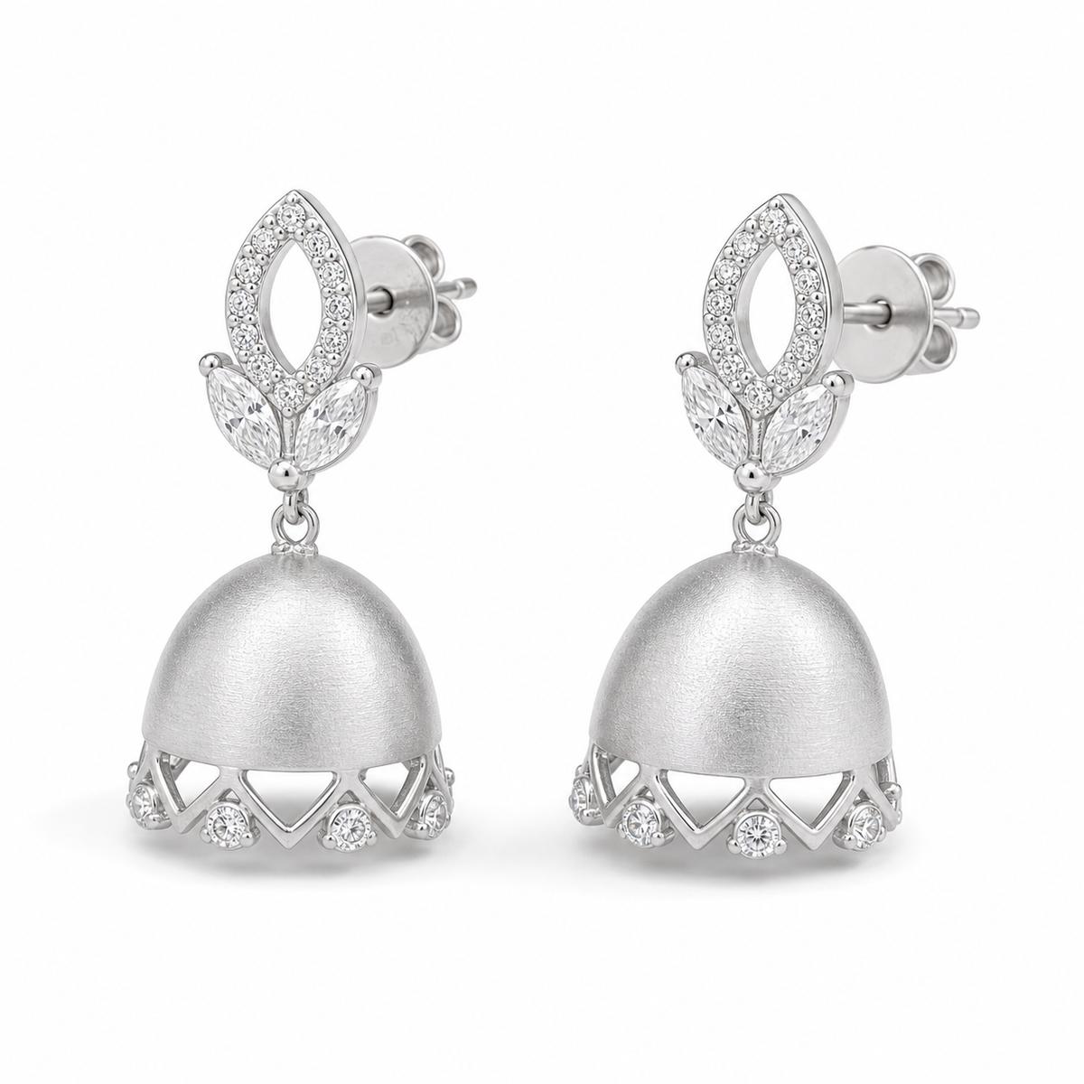 Silver Luna Bell Pearl Earrings product image 2