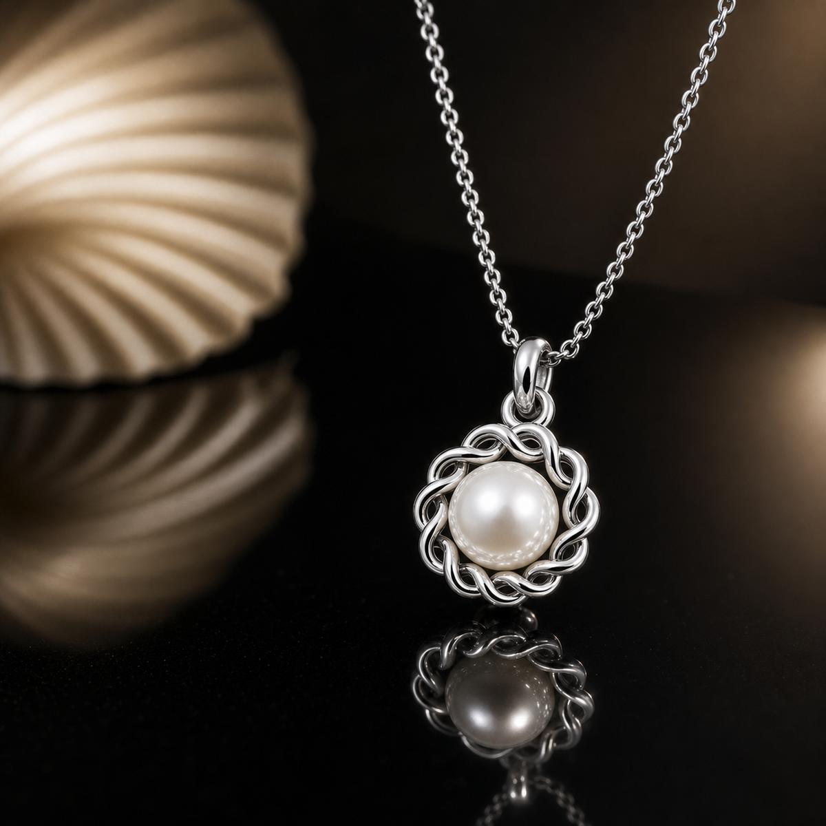 Silver Luna Pearl Halo Pendant product image 7