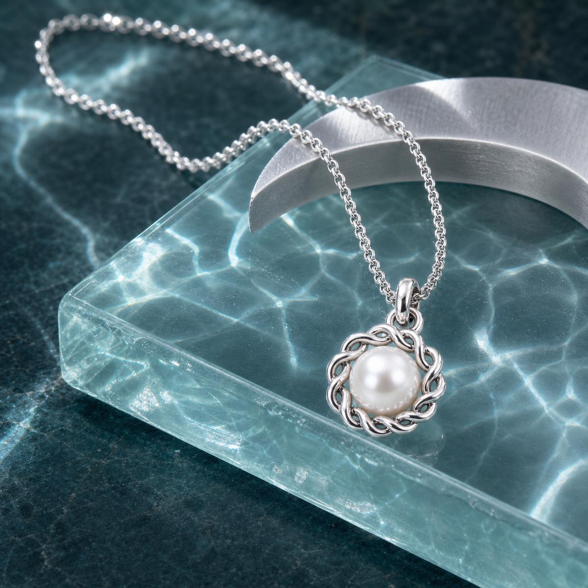 Silver Luna Pearl Halo Pendant product image 3