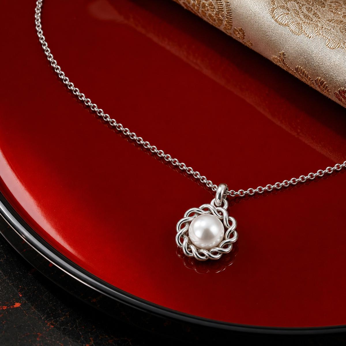 Silver Luna Pearl Halo Pendant product image 4