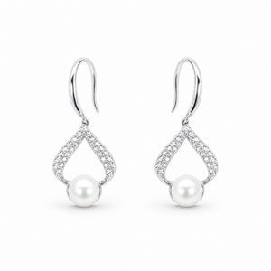Silver Luna Pearl Loop Earrings product image 1