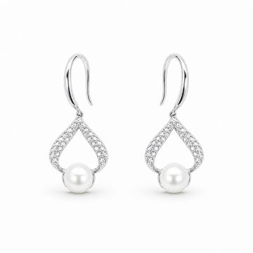 Silver Luna Pearl Loop Earrings product image 1