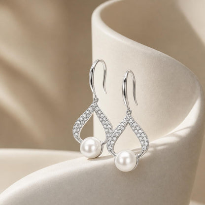 Silver Luna Pearl Loop Earrings product image 4