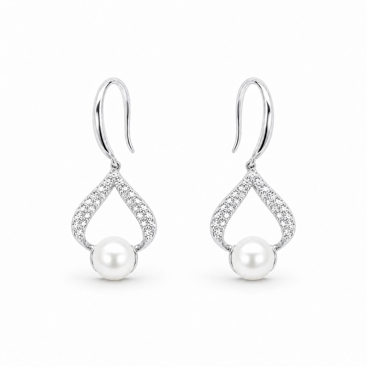 Silver Luna Pearl Loop Earrings product image 1