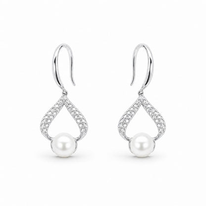 Silver Luna Pearl Loop Earrings product image 1