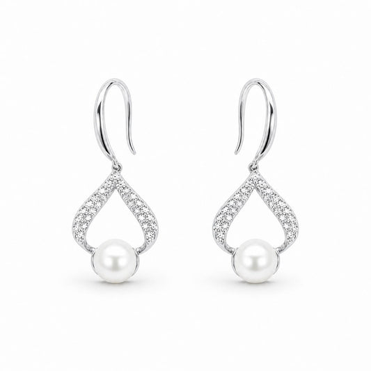 Silver Luna Pearl Loop Earrings product image 1