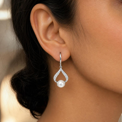 Silver Luna Pearl Loop Earrings product image 7