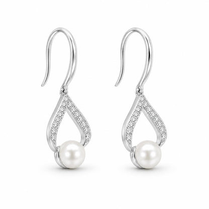 Silver Luna Pearl Loop Earrings product image 3