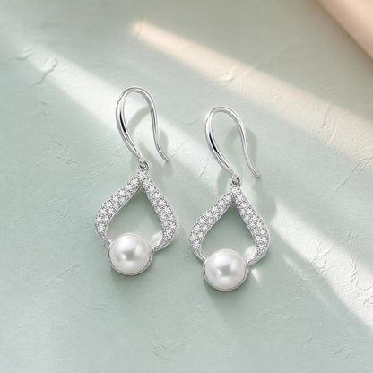 Silver Luna Pearl Loop Earrings product image 5