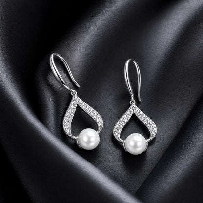 Silver Luna Pearl Loop Earrings product image 6