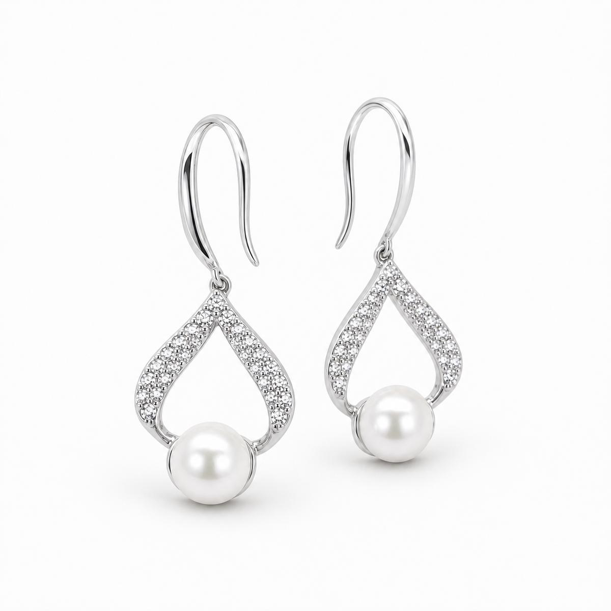 Silver Luna Pearl Loop Earrings product image 2