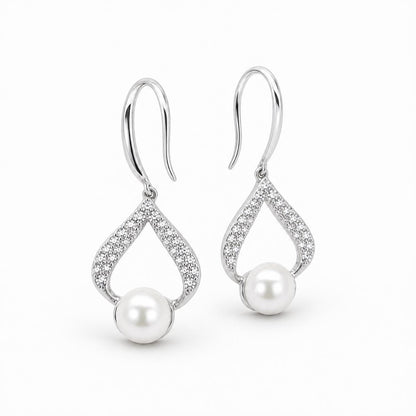 Silver Luna Pearl Loop Earrings product image 2