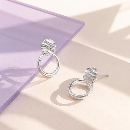 Silver Luna Ribbed Ring Earrings product image 2