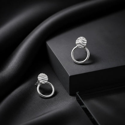 Silver Luna Ribbed Ring Earrings product image 5