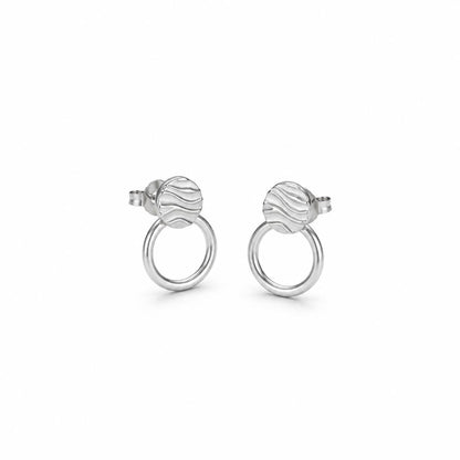 Silver Luna Ribbed Ring Earrings product image 6