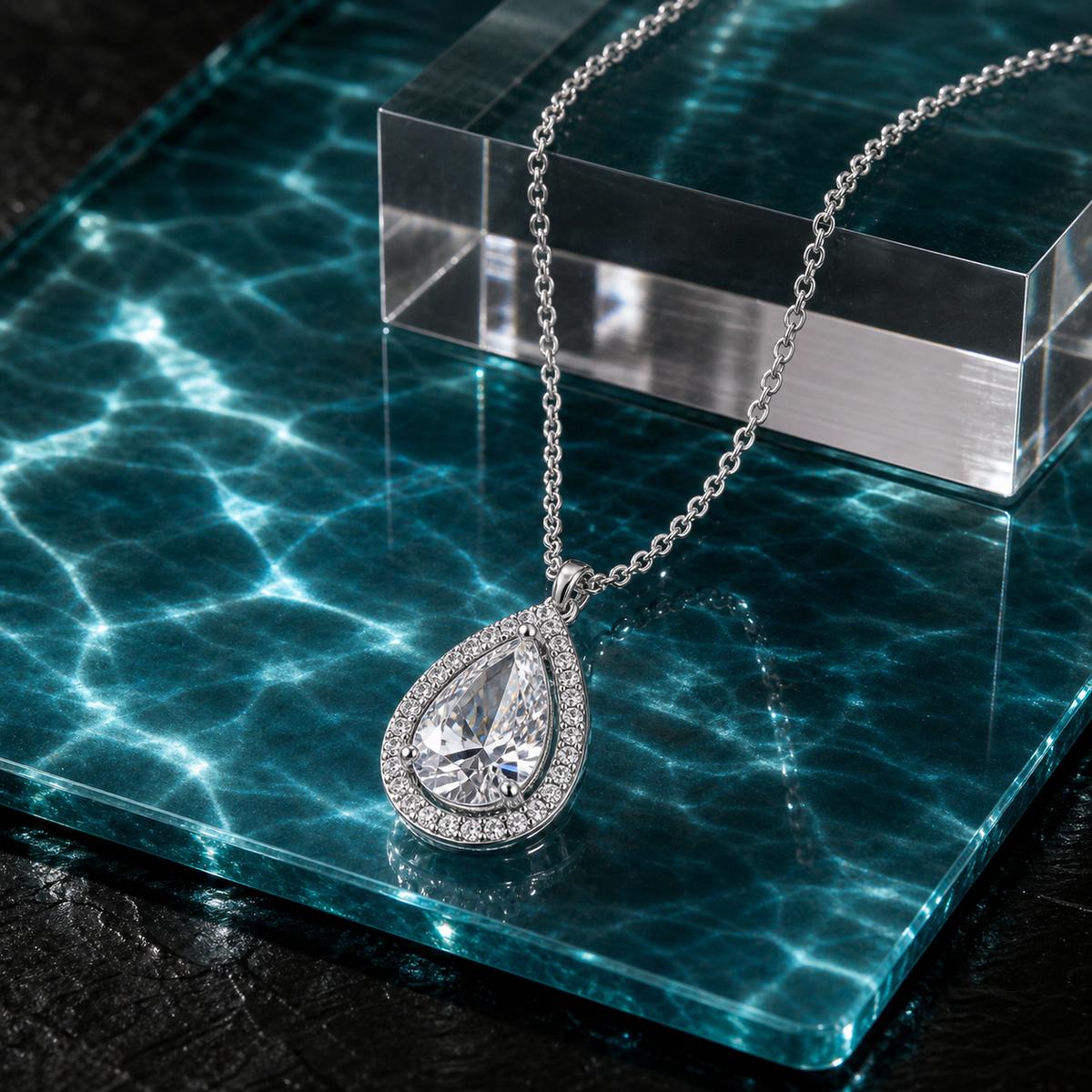 Silver Mira Pear Halo Pendant product image 5