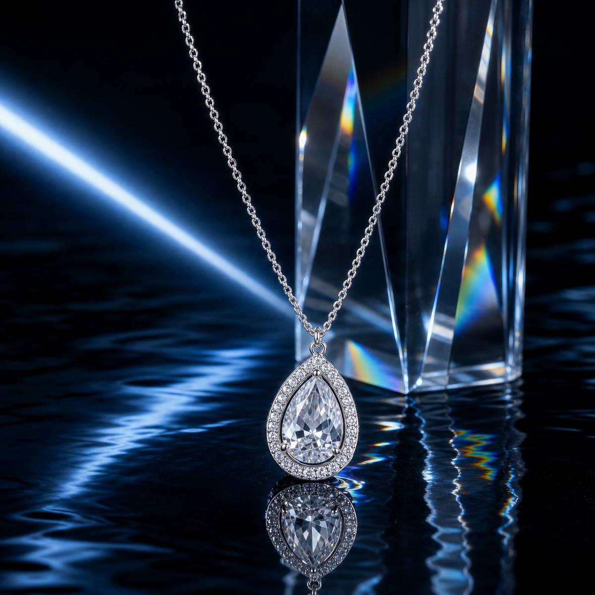 Silver Mira Pear Halo Pendant product image 12