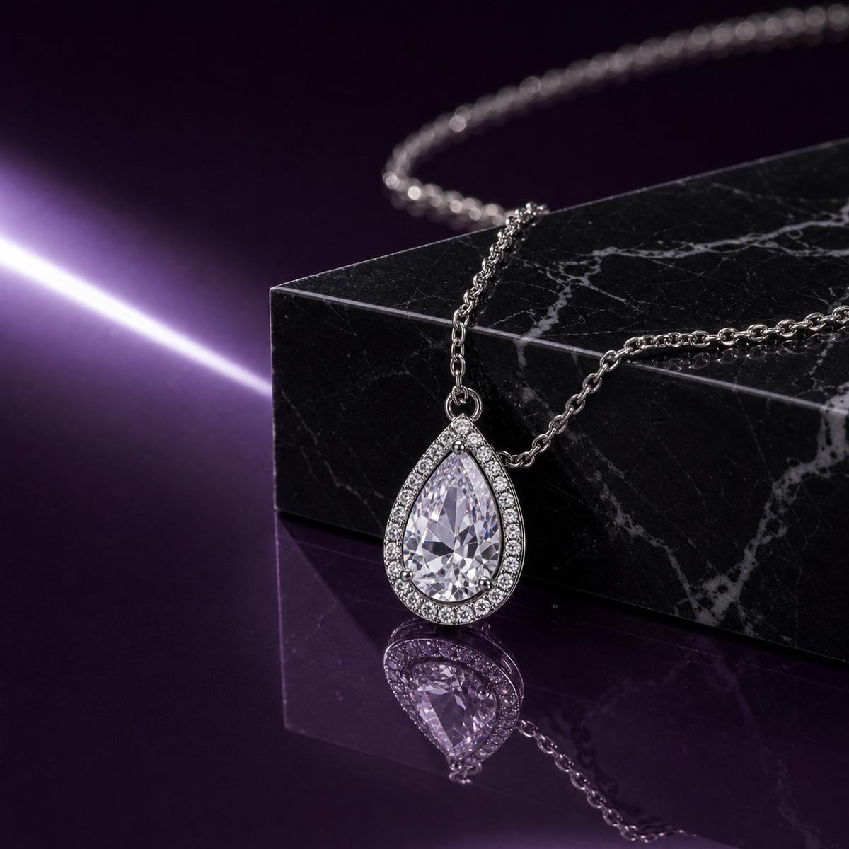 Silver Mira Pear Halo Pendant product image 7