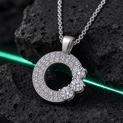 Silver Moonlit Crescent Pendant design detail