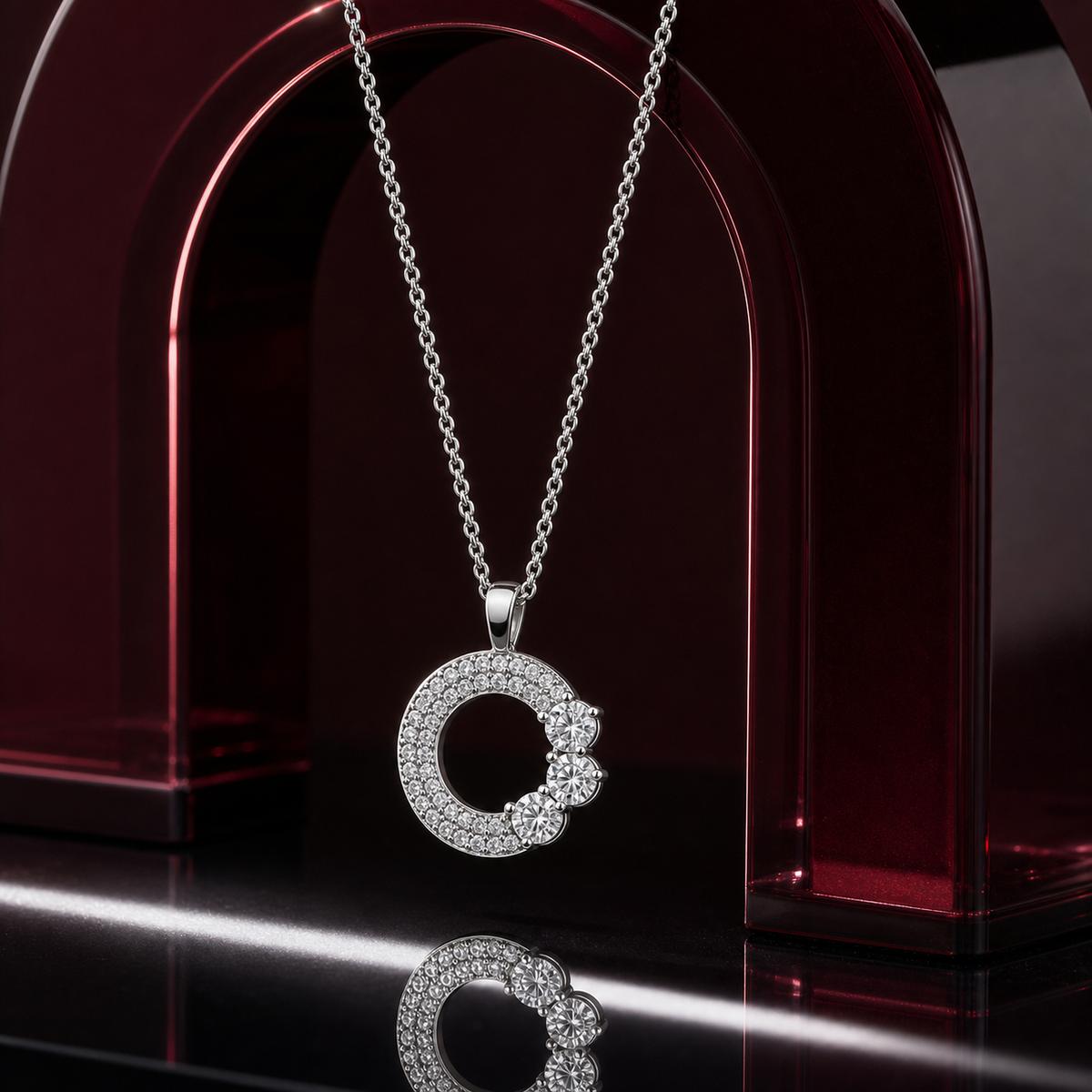 Silver Moonlit Crescent Pendant product image 4