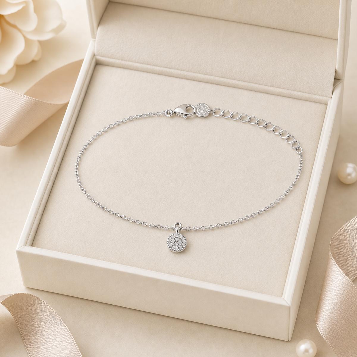Silver Moonlit Disc Anklet Ratniva jewellery packaging