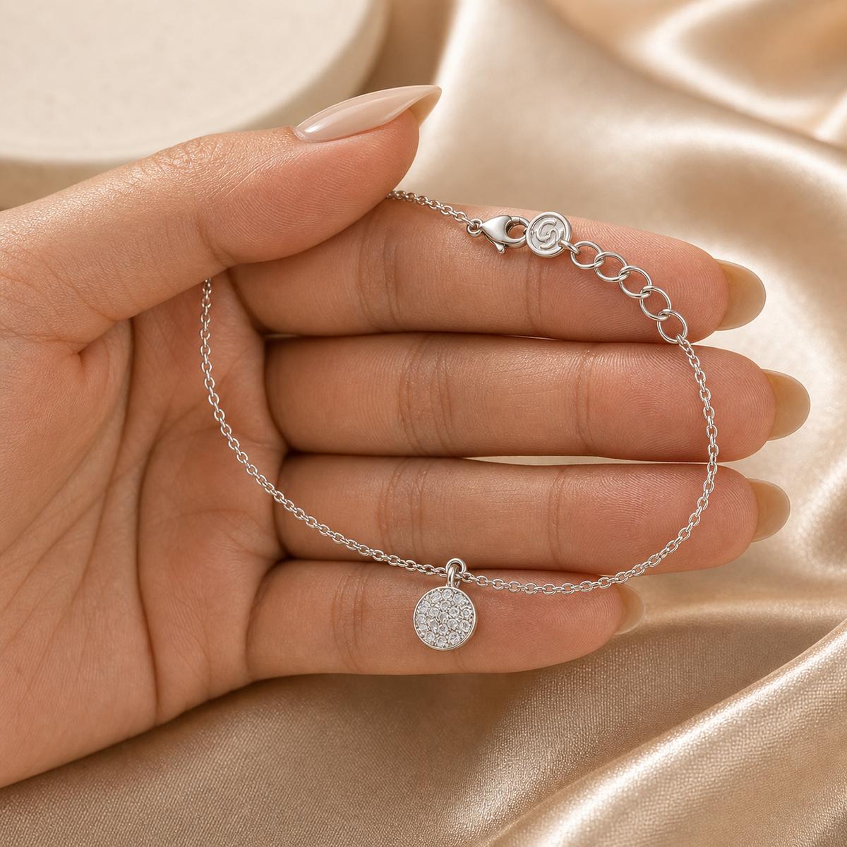 Silver Moonlit Disc Anklet product image 10