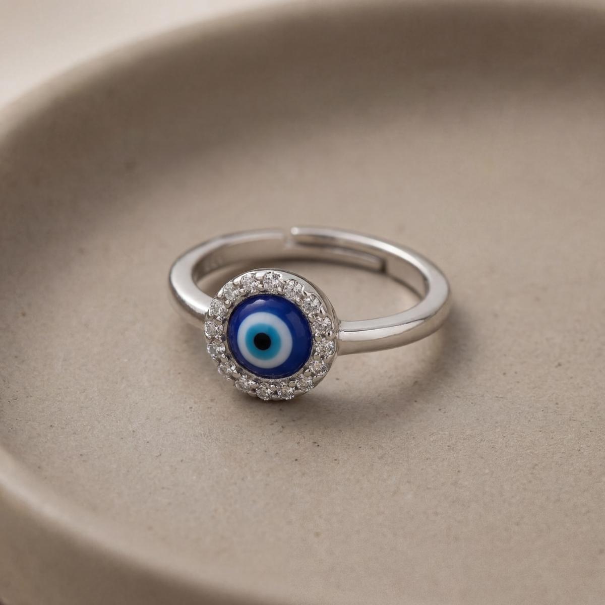 Silver Adjustable Nazar Ring design detail