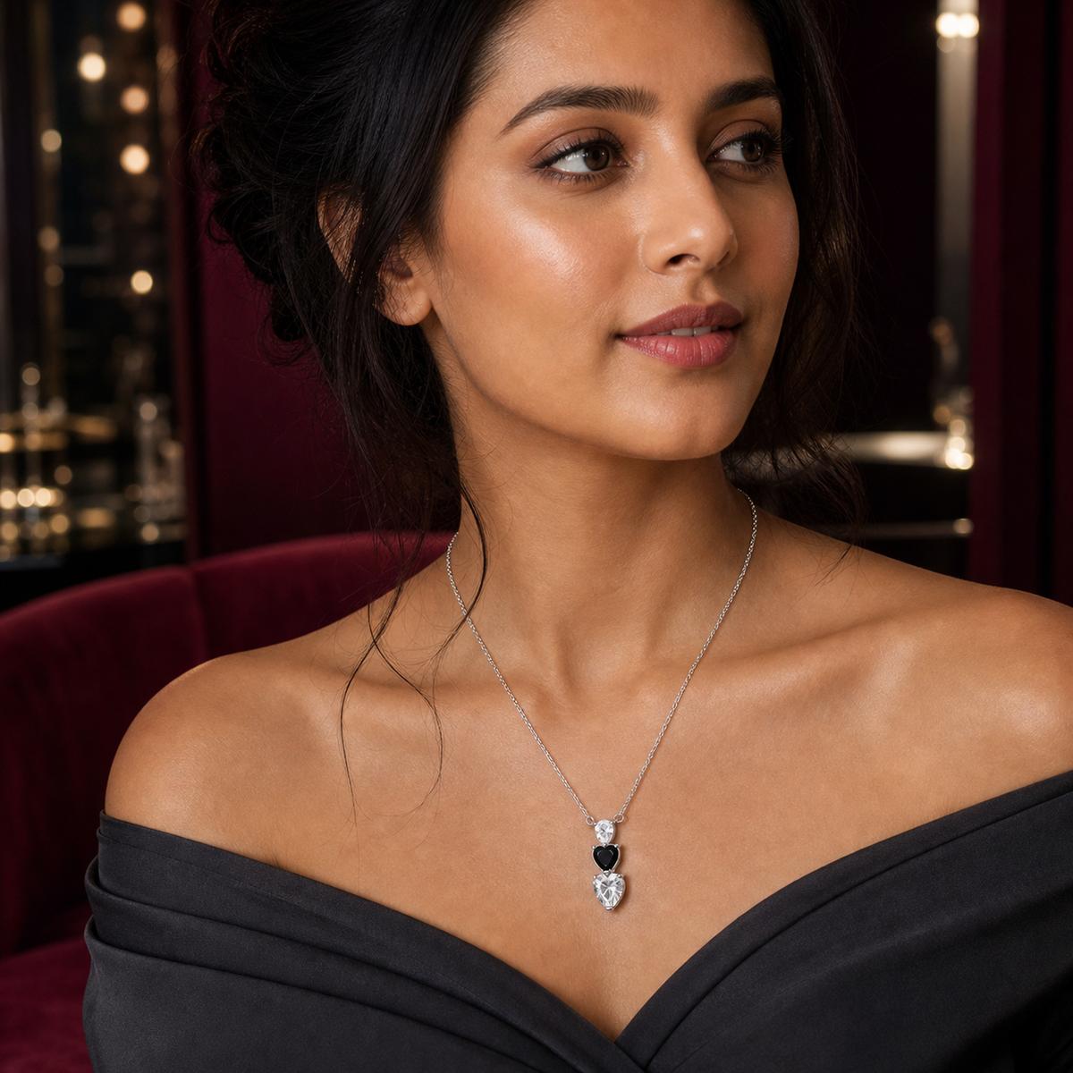 Silver Noir Heart Cascade Necklace product image 8