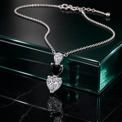 Silver Noir Heart Cascade Necklace product image 3