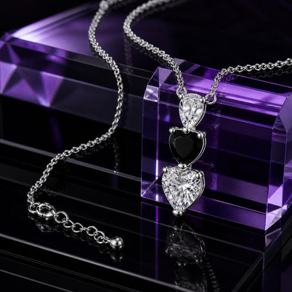 Silver Noir Heart Cascade Necklace product image 7