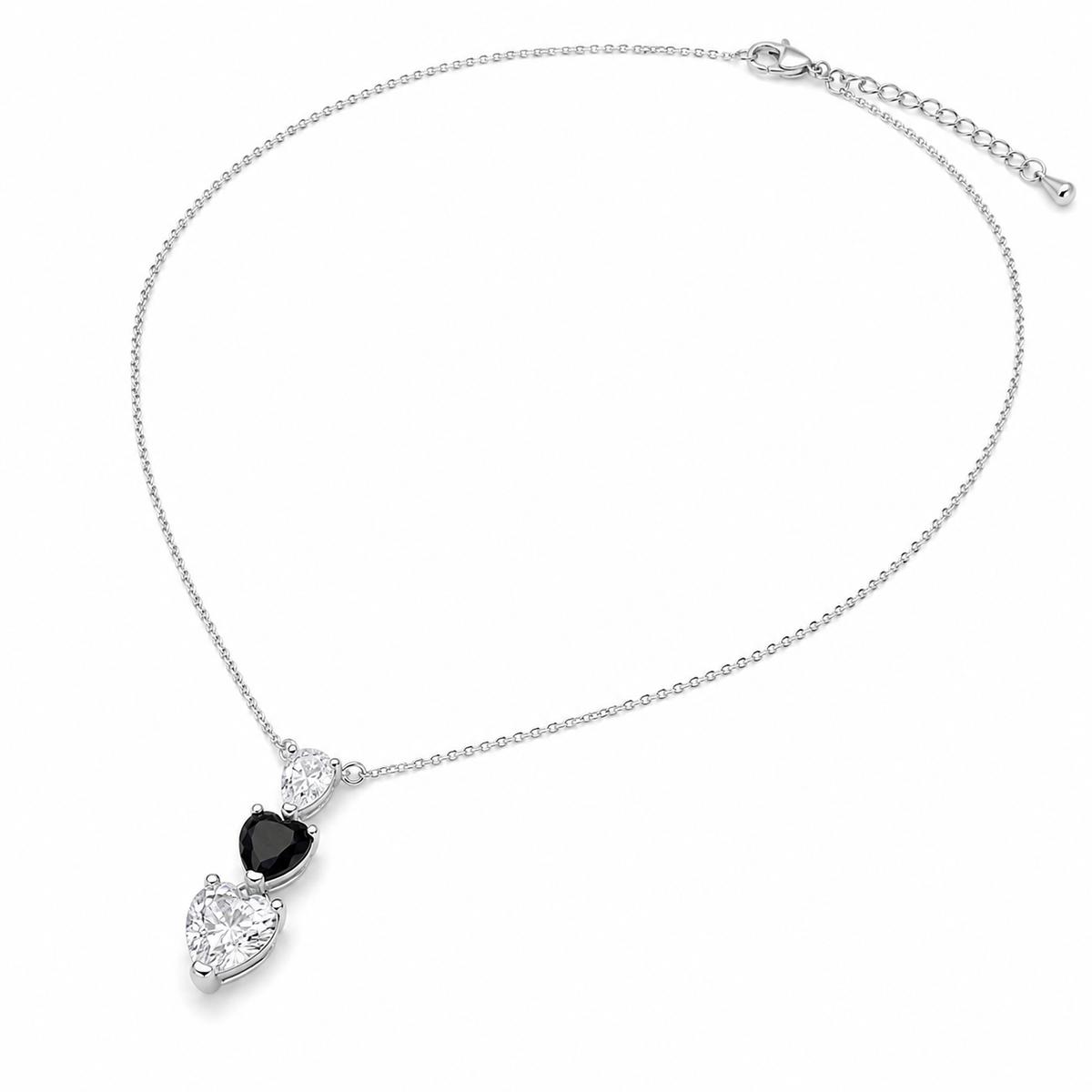 Silver Noir Heart Cascade Necklace product image 2