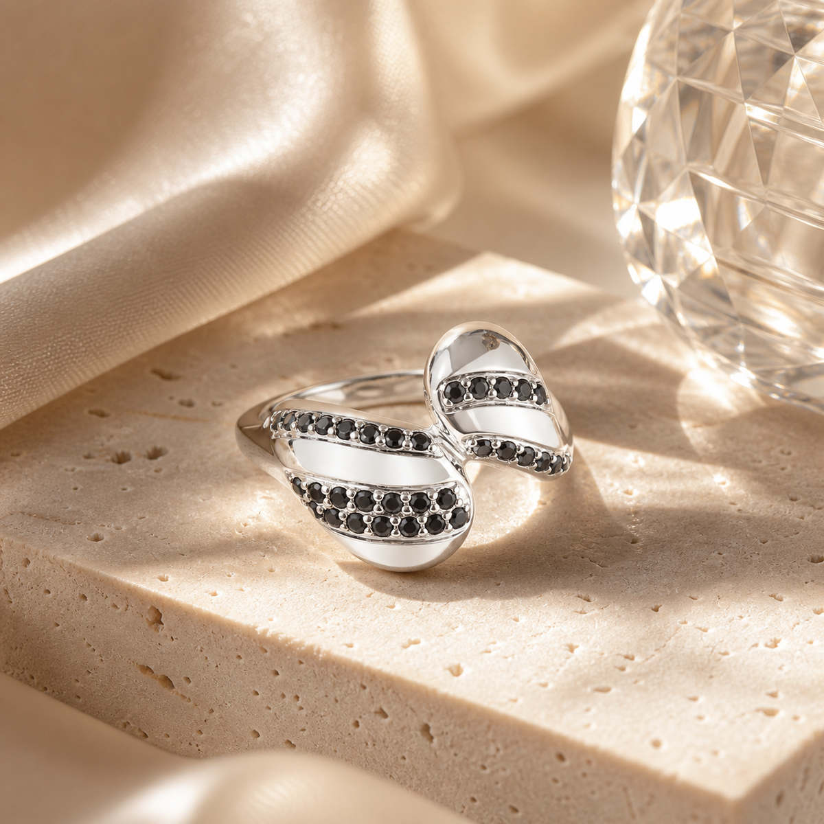 Silver Adjustable Noir Wave Ring product image 2