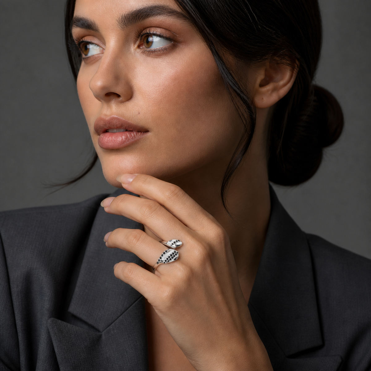 Silver Adjustable Noir Wave Ring product image 4