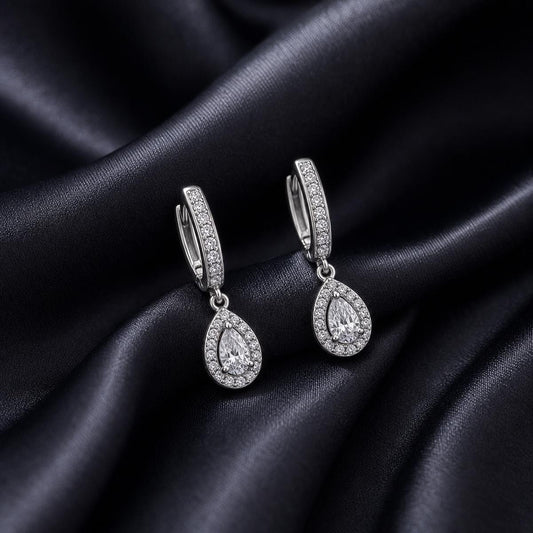 Silver Noor Pear Huggie Earrings product image 2