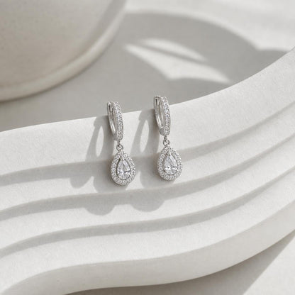 Silver Noor Pear Huggie Earrings product image 4