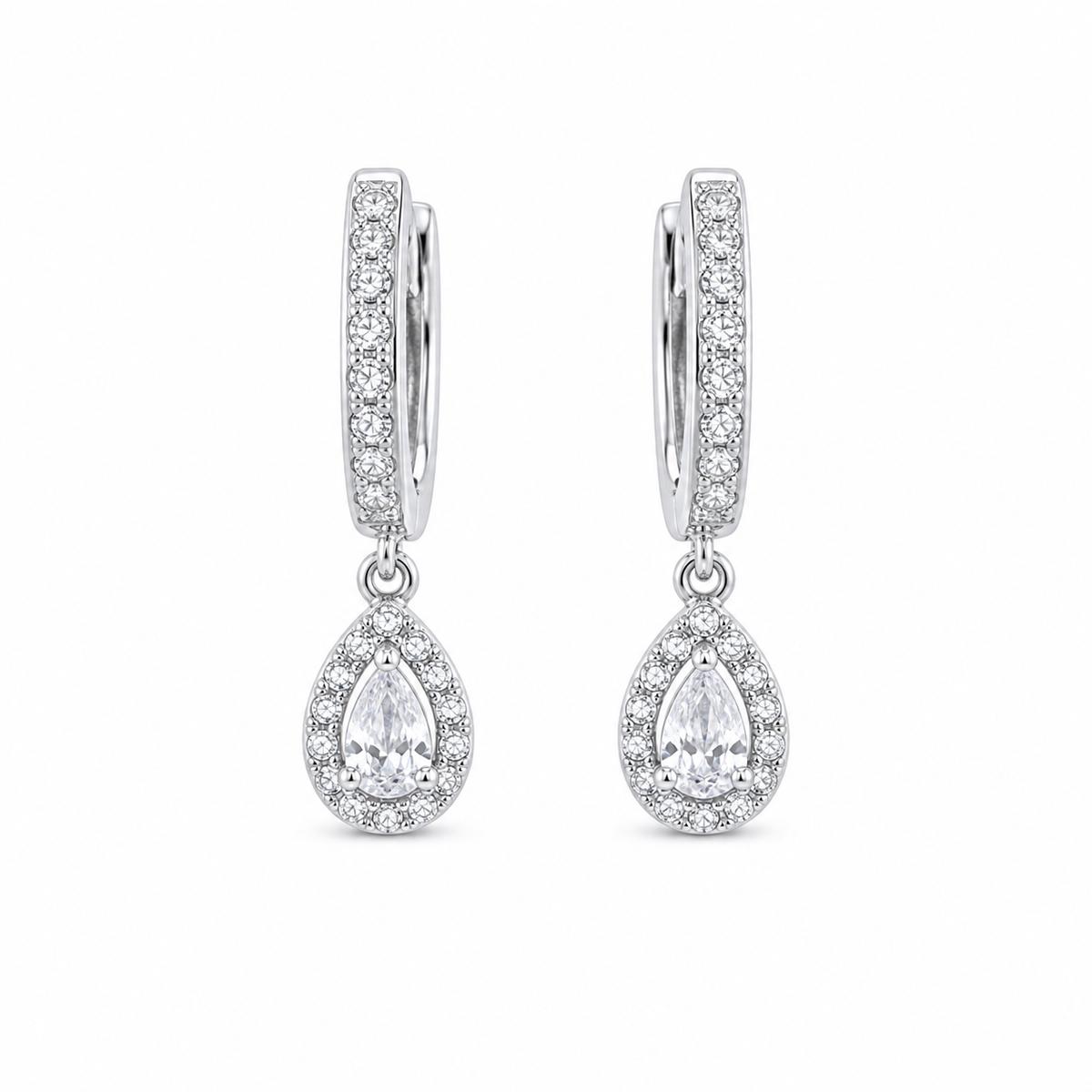 Silver Noor Pear Huggie Earrings product image 1