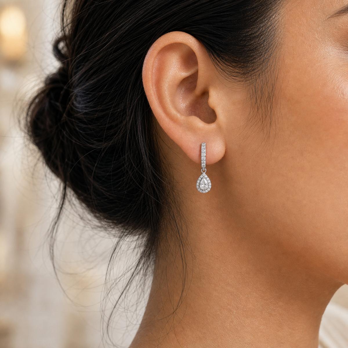 Silver Noor Pear Huggie Earrings product image 7
