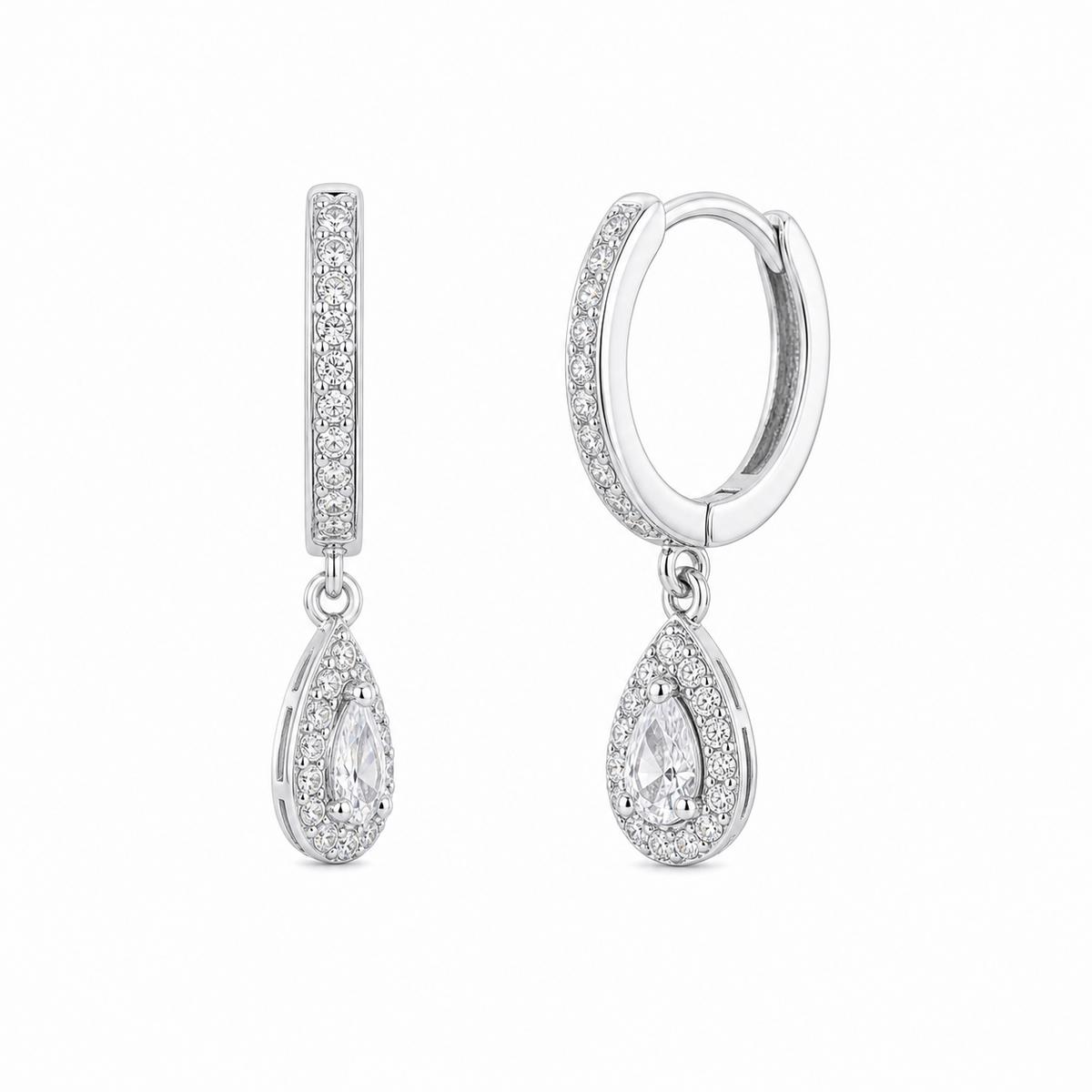 Silver Noor Pear Huggie Earrings product image 3